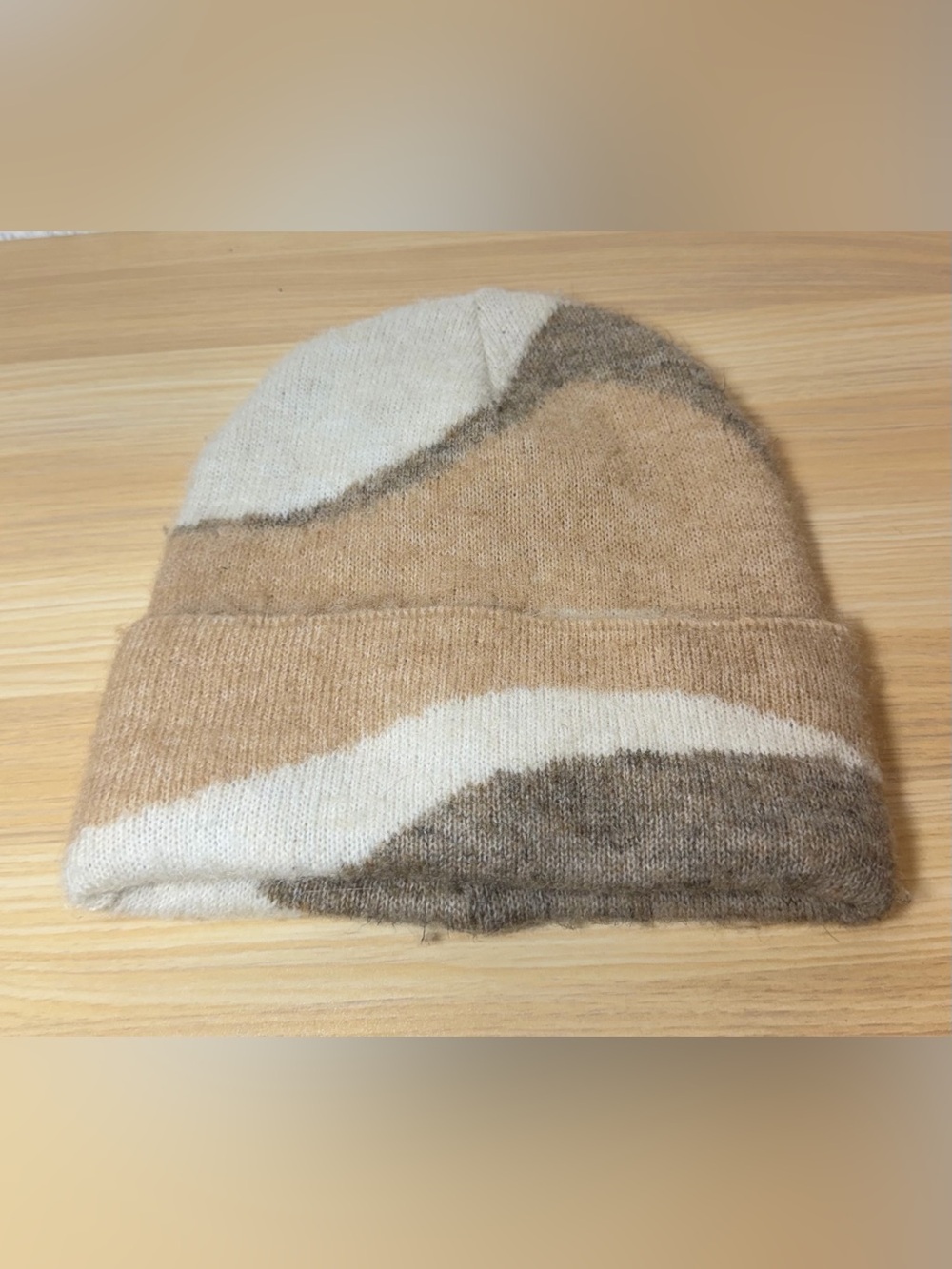 Anthropologie Maeve Colorblock Beanie in Cream, Tan & Brown